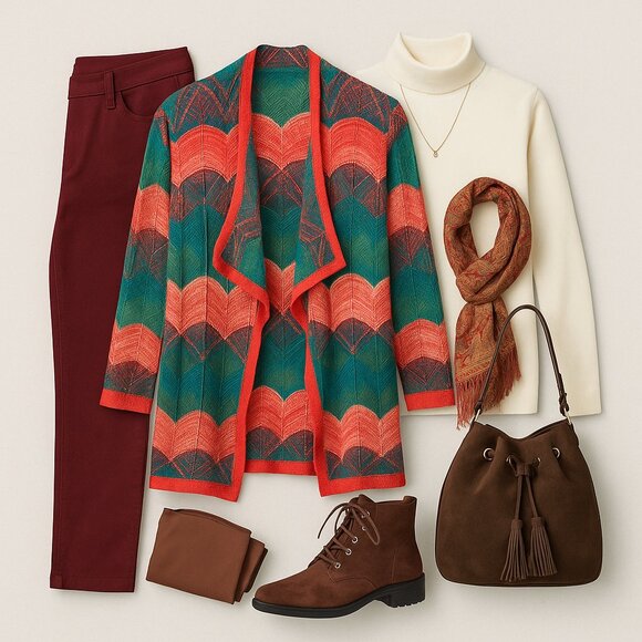 ✨ Multiples Chevron Open-Front Cardigan Sweater – Size Small ✨ - Picture 15 of 15